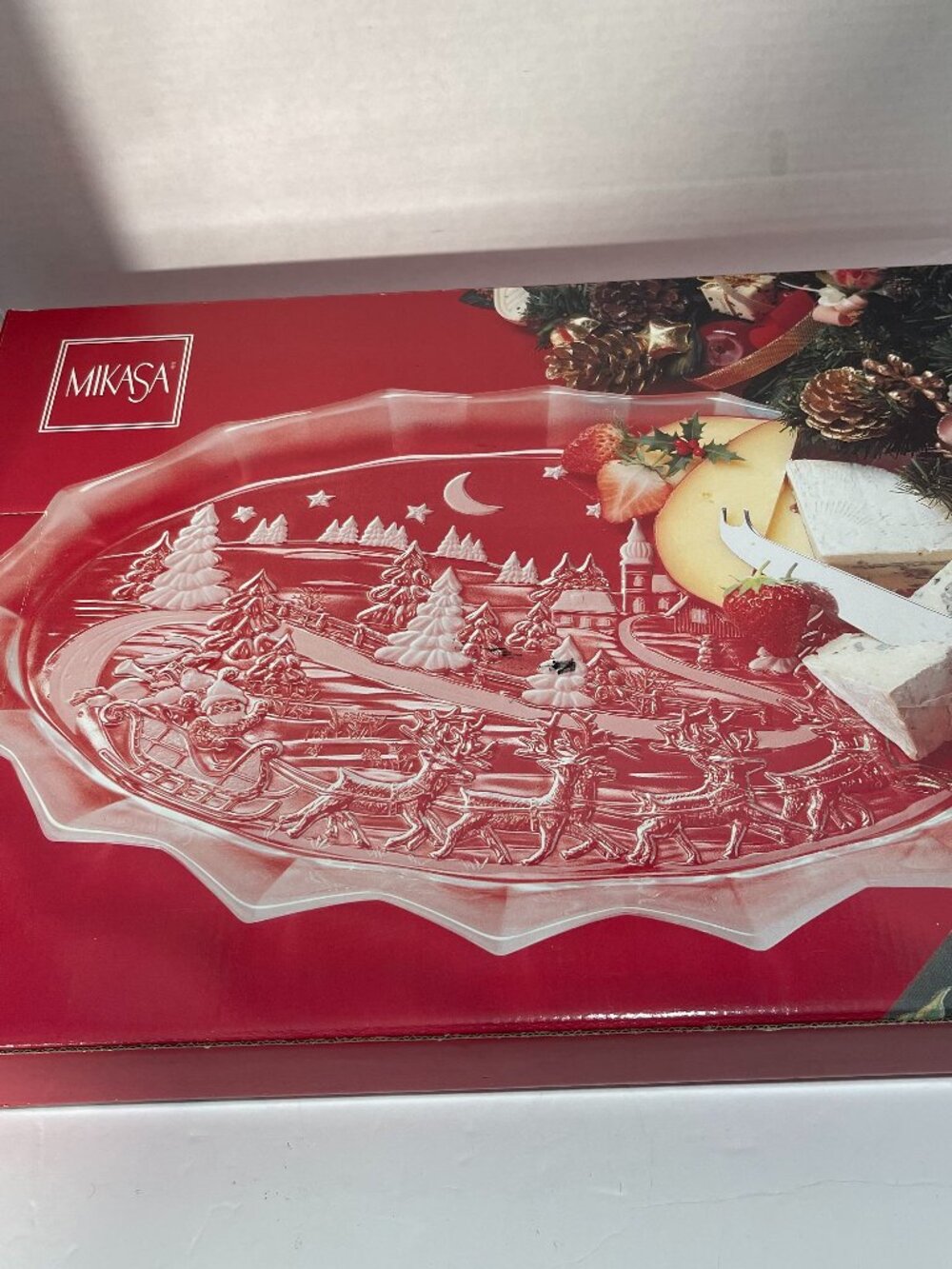 Mikasa Vintage "Silent Night" Oval Crystal German Glass Canape Platter 17” NEW